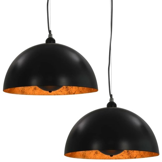 Czarno-złote półokrągłe lampy wiszące 2 sztuki - EX104 E5-P38 ze sklepu Edinos.pl w kategorii Lampy wiszące - zdjęcie 172318806
