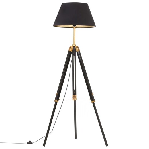 Czarno-złota drewniana lampa podłogowa trójnóg - EX199-Nostra Lumes One Size Edinos.pl
