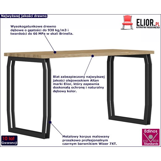 Drewniane biurko 140x60 dla dorosłych i uczniów dąb - Bahama 13X Elior One Size Edinos.pl