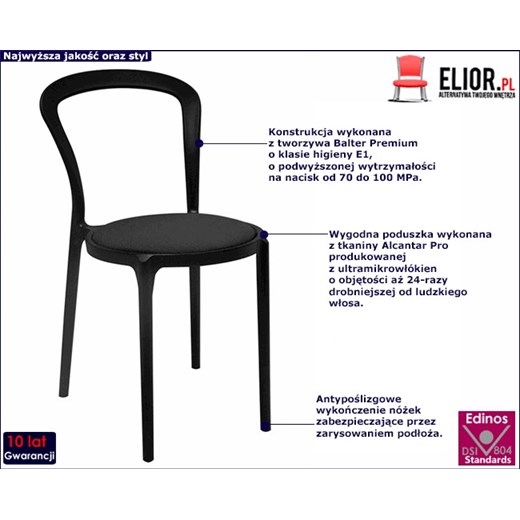 Czarne krzesło do jadalni i salonu - Samora Elior One Size Edinos.pl