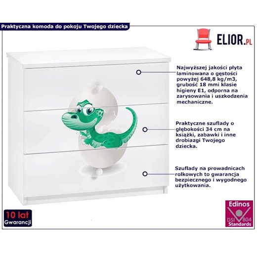 Komoda dziecięca z szufladami dino - Happy 10X Elior One Size Edinos.pl