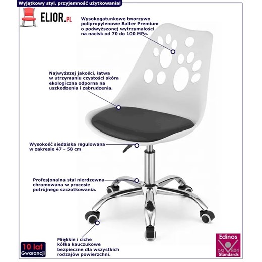 Biało-czarny ergonomiczny fotel dziecięcy - Parpa Elior One Size Edinos.pl