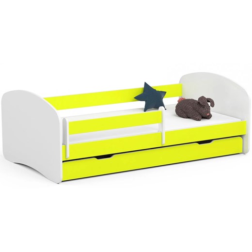 Łóżko dla przedszkolaka białe + limonka - Ellsa 4X 80x160 Elior One Size Edinos.pl