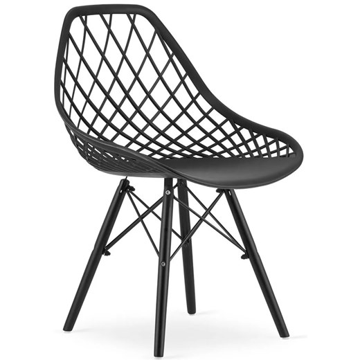 Komplet czarnych ażurowych krzeseł kuchennych 4 szt. - Seram 4S ze sklepu Edinos.pl w kategorii Krzesła - zdjęcie 172320538