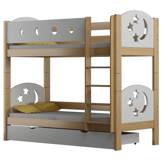 Drewniane łóżko z materacami i szufladą sosna - Mimi 4X 190x80 cm ze sklepu Edinos.pl w kategorii Łóżka dziecięce - zdjęcie 172320785