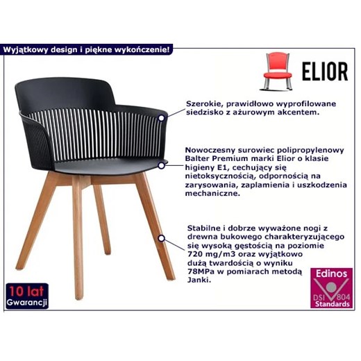 Skandynawskie krzesło z ażurowym oparciem - Tagi Elior One Size Edinos.pl