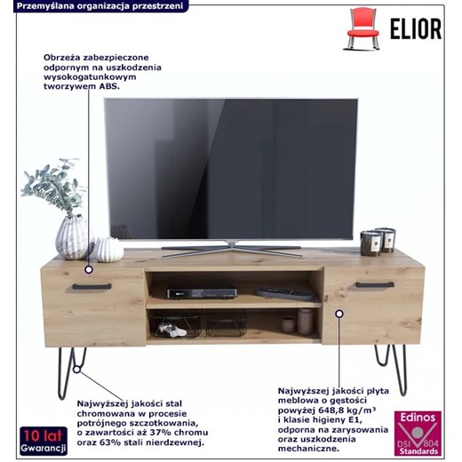 Loftowa szafka RTV w kolorze dąb - Amoris Elior One Size Edinos.pl