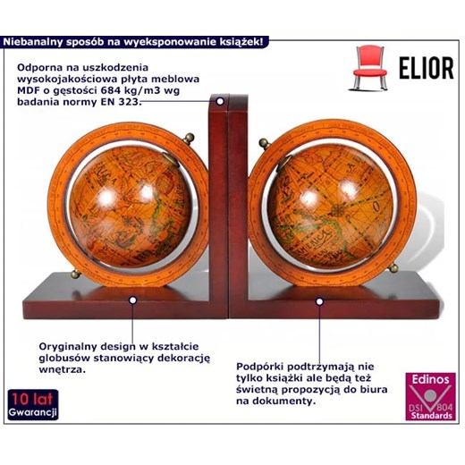 Dwie podpórki na książki w kształcie globusów - Hogi Elior One Size promocyjna cena Edinos.pl