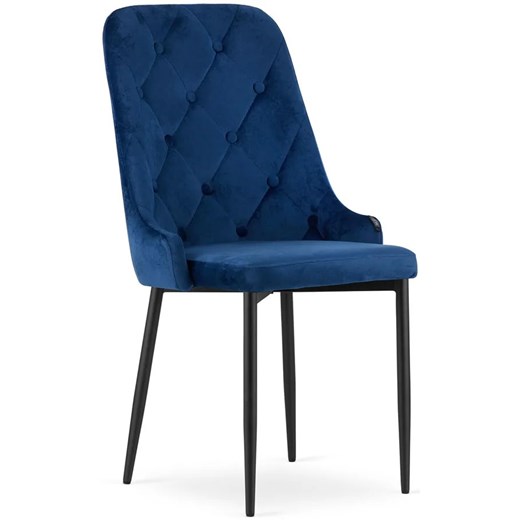 Granatowe pikowane krzesło - Hamza 3X Elior One Size wyprzedaż Edinos.pl