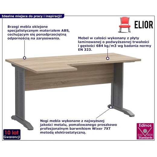 Skandynawskie biurko narożne dąb sonoma - Gispik 4X Elior One Size Edinos.pl okazja