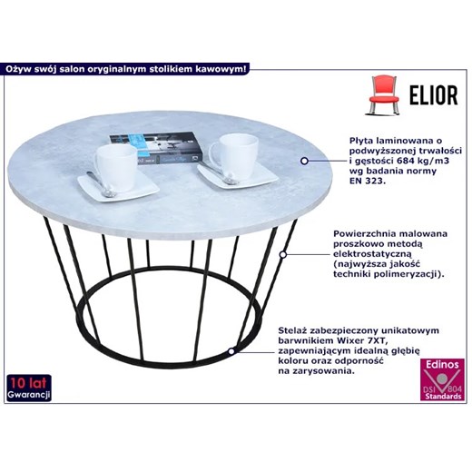 Industrialny stolik kawowy beton - Savik 4X Elior One Size Edinos.pl