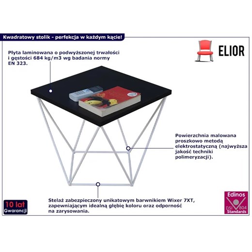 Kwadratowy stolik druciany czarny + biały - Galapi 5X Elior One Size Edinos.pl