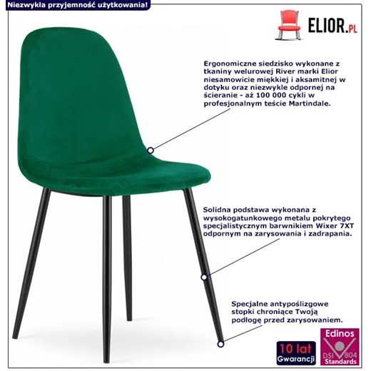 Zestaw zielonych krzeseł kuchennych 4 szt. - Rosato Elior One Size Edinos.pl