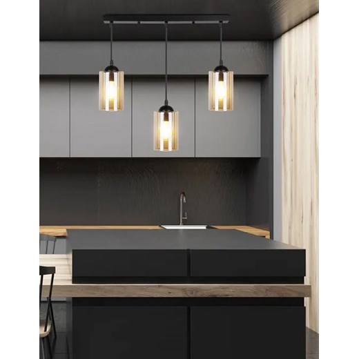 Nowoczesna lampa wisząca na listwie trzy brązowe klosze - V142-Alaniso Lumes One Size Edinos.pl