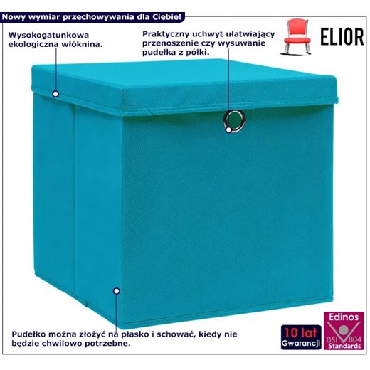 Komplet 4 składanych pudełek do szafy błękit - Dazo 4X Elior One Size Edinos.pl