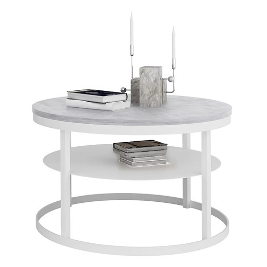 Okrągły stolik kawowy biały + beton S7-G39 ze sklepu Edinos.pl w kategorii Stoliki kawowe - zdjęcie 172322396