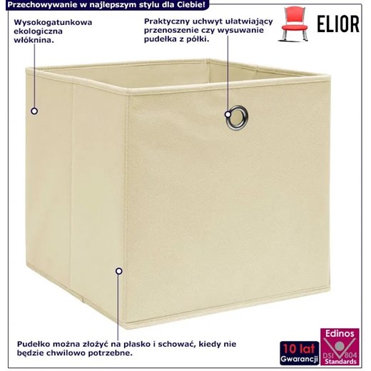 Kremowy zestaw składanych pudełek 4 szt - Fiwa 3X Elior One Size Edinos.pl