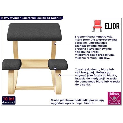 Krzesło klęcznik z czarnym obiciem - Gudrik Elior One Size promocyjna cena Edinos.pl