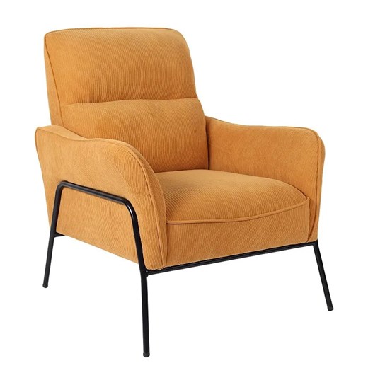 Musztardowy fotel wypoczynkowy sztruksowy - Alfo ze sklepu Edinos.pl w kategorii Fotele - zdjęcie 172322739