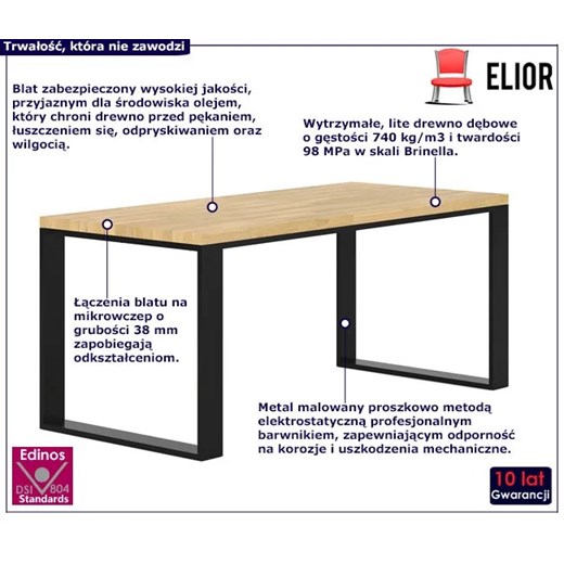 Drewniany stół na metalowych nogach 150 x 70 - Olvo Elior One Size Edinos.pl