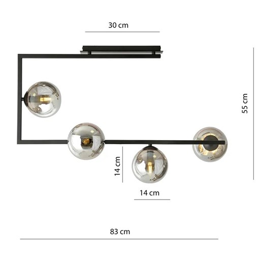 Industrialna lampa sufitowa z grafitowymi kloszami - D107-Emea Lumes One Size Edinos.pl