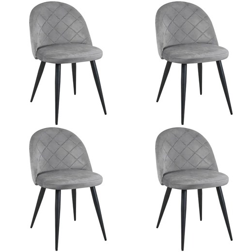Komplet szarych eleganckich krzeseł 4 sztuk - Eferos 4X Elior One Size wyprzedaż Edinos.pl