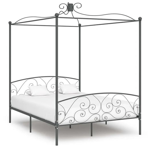 Szare metalowe łóżko z baldachimem 160x200 cm - Orfes Elior One Size Edinos.pl