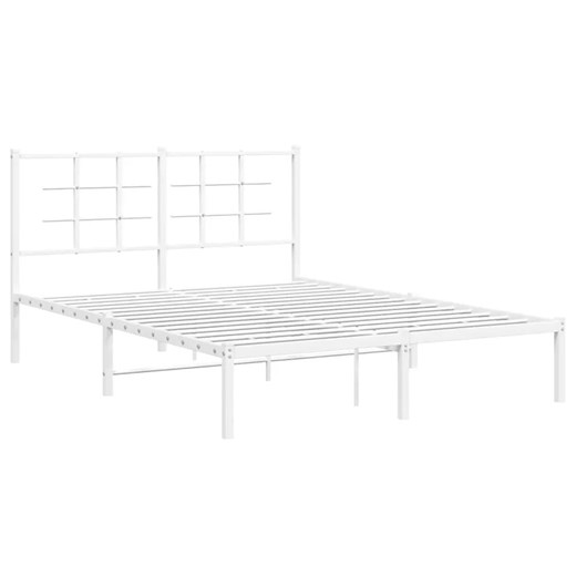 Białe metalowe łóżko małżeńskie 140x200 cm M4-D82 ze sklepu Edinos.pl w kategorii Łóżka i materace - zdjęcie 172323438