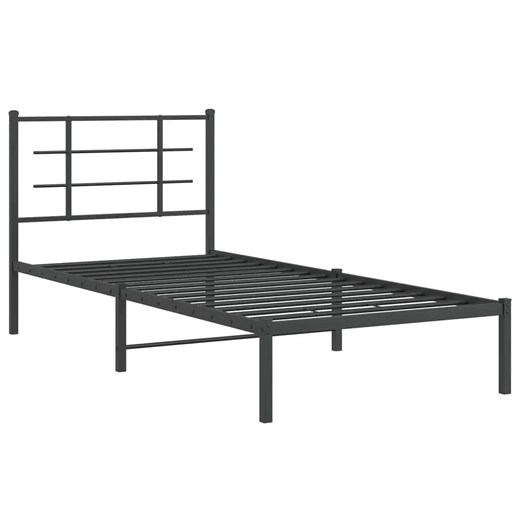 Czarne metalowe łóżko pojedyncze 80x200 cm - Laxo ze sklepu Edinos.pl w kategorii Łóżka i materace - zdjęcie 172323449