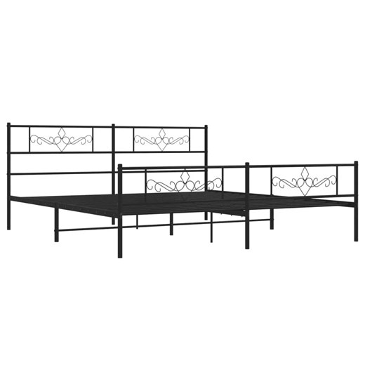 Czarne metalowe łóżko małżeńskie 200x200 cm - Gisel ze sklepu Edinos.pl w kategorii Łóżka i materace - zdjęcie 172323475