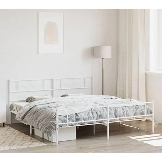 Białe metalowe łóżko rustykalne 200x200 cm - Gisel Elior One Size Edinos.pl