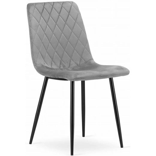 Zestaw 4 jasnoszarych krzeseł tapicerowanych welurem - Saba ze sklepu Edinos.pl w kategorii Krzesła - zdjęcie 172323775