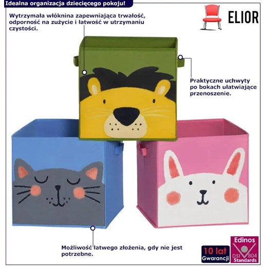 Zestaw 3 dziecięcych organizerów ze zwierzętami - Fiki Elior One Size Edinos.pl