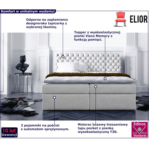 Łóżko kontynentalne Miami 120x200 - 44 kolory Elior One Size okazyjna cena Edinos.pl