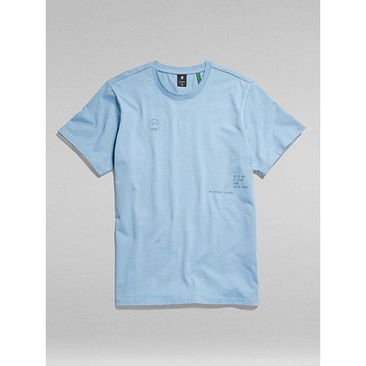 T-shirt męski niebieski G-Star casualowy 