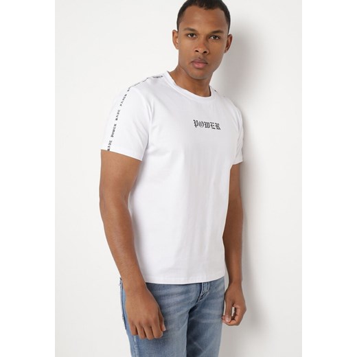 Biała Bawełniana Koszulka T-shirt z Nadrukiem Dorolia L okazyjna cena Born2be Odzież
