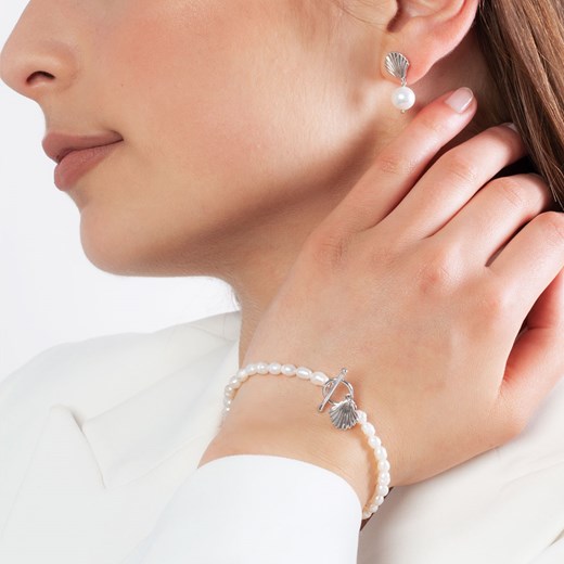 Bransoletka srebrna z perłami - muszla - Pearls Pearls - Biżuteria Yes One Size YES.pl