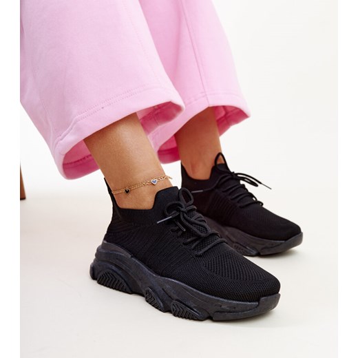 Czarne sneakersy na masywnej podeszwie Kassi ze sklepu gemre w kategorii Buty sportowe damskie - zdjęcie 172329437