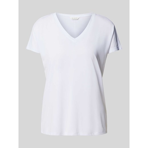 T-shirt z prążkowanym dekoltem w serek ze sklepu Peek&Cloppenburg  w kategorii Bluzki damskie - zdjęcie 172329608