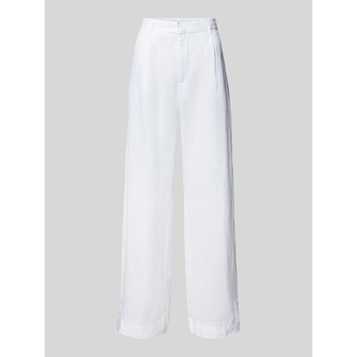 Spodnie lniane o kroju regular fit z zakładkami w pasie model ‘DENISE’ ze sklepu Peek&Cloppenburg  w kategorii Spodnie damskie - zdjęcie 172329795