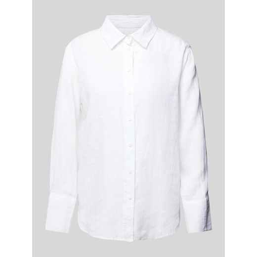 Bluzka z lnu w jednolitym kolorze ze sklepu Peek&Cloppenburg  w kategorii Koszule damskie - zdjęcie 172329938