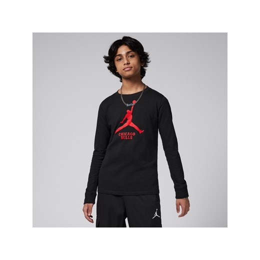 T-shirt z długim rękawem dla dużych dzieci (chłopców) Jordan NBA Chicago Bulls Essential - Czerń ze sklepu Nike poland w kategorii T-shirty chłopięce - zdjęcie 172330147