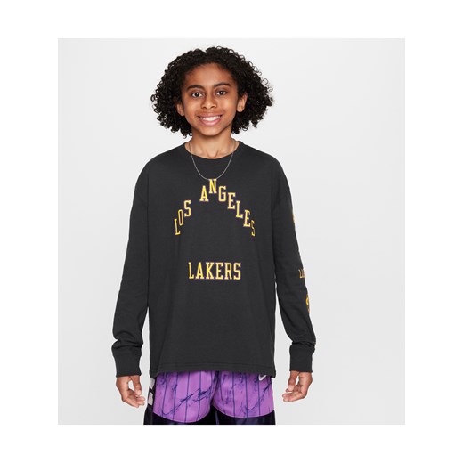 T-shirt z długim rękawem dla dużych dzieci (chłopców) Max90 Nike NBA Los Angeles Lakers City Edition 2023/24 - Czerń ze sklepu Nike poland w kategorii T-shirty chłopięce - zdjęcie 172330148