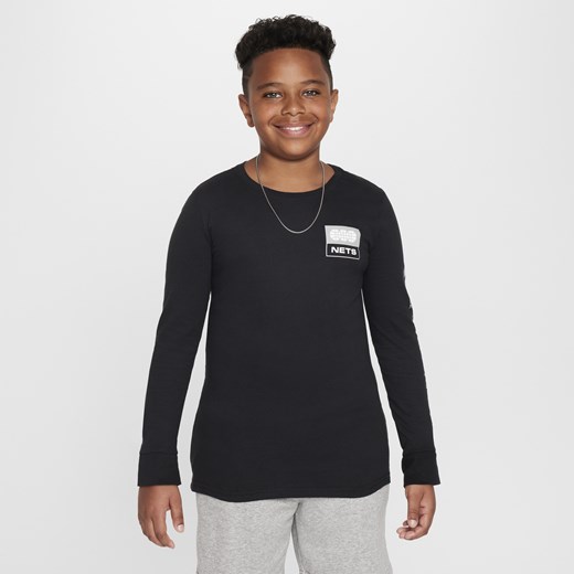 T-shirt z długim rękawem dla dużych dzieci (chłopców) Nike NBA Brooklyn Nets Nike M Nike poland