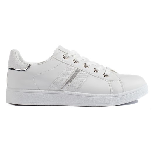 Białe buty sportowe wiązane ze sklepu ButyModne.pl w kategorii Buty sportowe damskie - zdjęcie 172330845