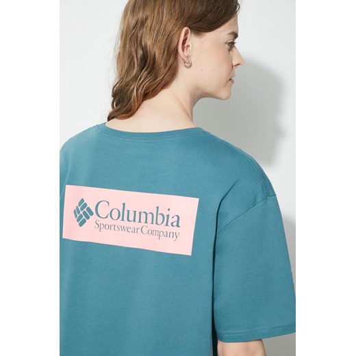 Columbia t-shirt bawełniany North Cascades męski kolor turkusowy z nadrukiem 1834041 ze sklepu PRM w kategorii T-shirty męskie - zdjęcie 172332515