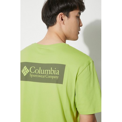 Columbia t-shirt bawełniany North Cascades kolor zielony z nadrukiem 1834041 ze sklepu PRM w kategorii T-shirty męskie - zdjęcie 172332517