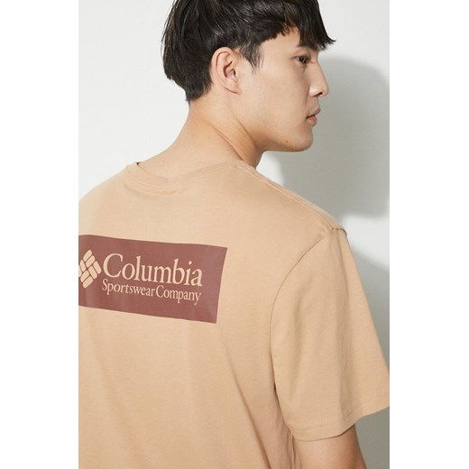 Columbia t-shirt bawełniany North Cascades kolor beżowy z nadrukiem 1834041 ze sklepu PRM w kategorii T-shirty męskie - zdjęcie 172332519