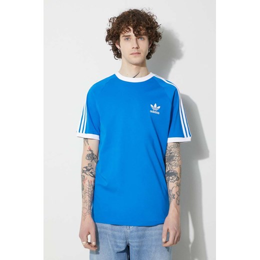 adidas Originals t-shirt bawełniany kolor niebieski z aplikacją  IN7745 ze sklepu PRM w kategorii T-shirty męskie - zdjęcie 172332659