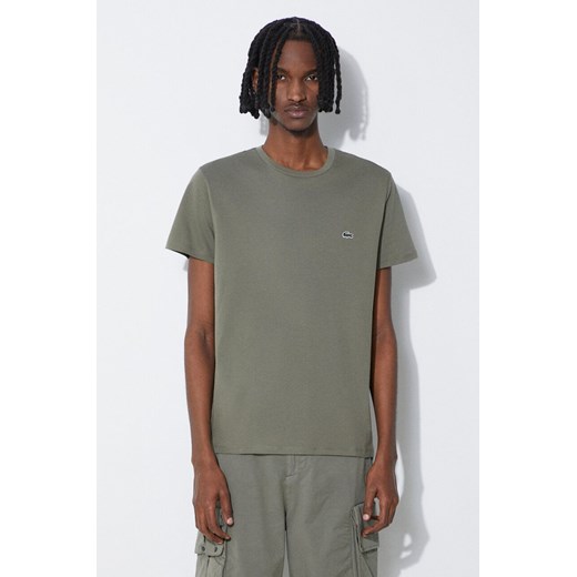 Lacoste t-shirt bawełniany kolor zielony gładki TH6709-001. ze sklepu PRM w kategorii T-shirty męskie - zdjęcie 172332667
